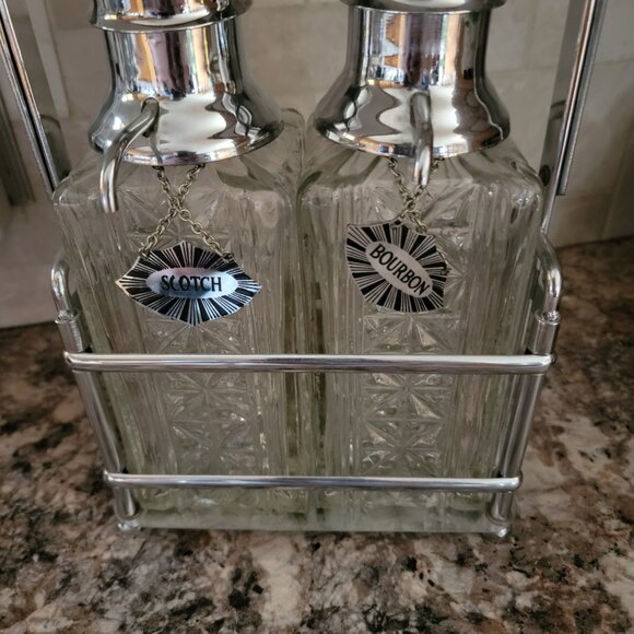 Vintage Double Glass Pump Style Liquor Decanters-1950/1960s - Picture 4 of 4